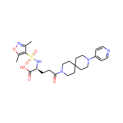 Cc1noc(C)c1S(=O)(=O)N[C@@H](CCC(=O)N1CCC2(CC1)CCN(c1ccncc1)CC2)C(=O)O ZINC000028755657