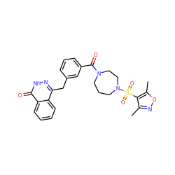 Cc1noc(C)c1S(=O)(=O)N1CCCN(C(=O)c2cccc(Cc3n[nH]c(=O)c4ccccc34)c2)CC1 ZINC000028570721