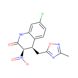 Cc1noc(C[C@@H]2c3ccc(Cl)cc3NC(=O)[C@@H]2[N+](=O)[O-])n1 ZINC000001536661