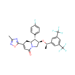 Cc1noc(C2=CC(=O)N3C[C@H](O[C@H](C)c4cc(C(F)(F)F)cc(C(F)(F)F)c4)[C@@H](c4ccc(F)cc4)[C@@H]3C2)n1 ZINC000049781229