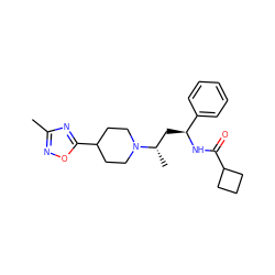 Cc1noc(C2CCN([C@@H](C)C[C@H](NC(=O)C3CCC3)c3ccccc3)CC2)n1 ZINC000040863381