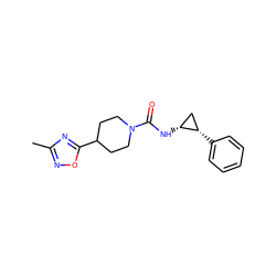 Cc1noc(C2CCN(C(=O)N[C@@H]3C[C@@H]3c3ccccc3)CC2)n1 ZINC000043063684