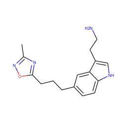 Cc1noc(CCCc2ccc3[nH]cc(CCN)c3c2)n1 ZINC000000014699