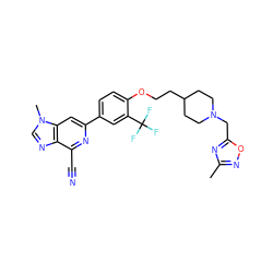 Cc1noc(CN2CCC(CCOc3ccc(-c4cc5c(ncn5C)c(C#N)n4)cc3C(F)(F)F)CC2)n1 ZINC000066103736