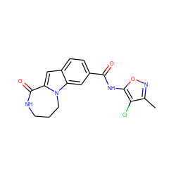 Cc1noc(NC(=O)c2ccc3cc4n(c3c2)CCCNC4=O)c1Cl ZINC000147710631