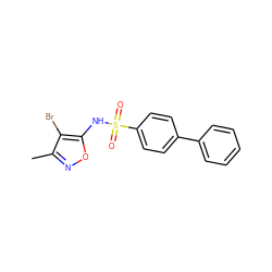 Cc1noc(NS(=O)(=O)c2ccc(-c3ccccc3)cc2)c1Br ZINC000026404914