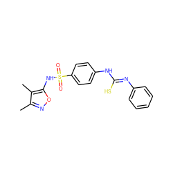 Cc1noc(NS(=O)(=O)c2ccc(N/C(S)=N/c3ccccc3)cc2)c1C ZINC000006706962