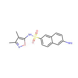 Cc1noc(NS(=O)(=O)c2ccc3cc(N)ccc3c2)c1C ZINC000000016704