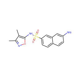 Cc1noc(NS(=O)(=O)c2ccc3ccc(N)cc3c2)c1C ZINC000013602377