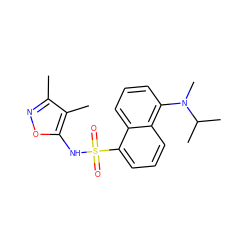 Cc1noc(NS(=O)(=O)c2cccc3c(N(C)C(C)C)cccc23)c1C ZINC000013602338