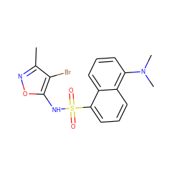 Cc1noc(NS(=O)(=O)c2cccc3c(N(C)C)cccc23)c1Br ZINC000001540809