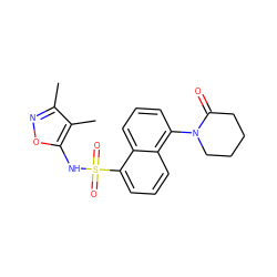 Cc1noc(NS(=O)(=O)c2cccc3c(N4CCCCC4=O)cccc23)c1C ZINC000013741054