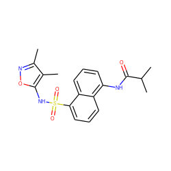 Cc1noc(NS(=O)(=O)c2cccc3c(NC(=O)C(C)C)cccc23)c1C ZINC000013741058