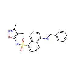 Cc1noc(NS(=O)(=O)c2cccc3c(NCc4ccccc4)cccc23)c1C ZINC000013741057