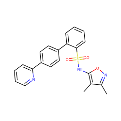 Cc1noc(NS(=O)(=O)c2ccccc2-c2ccc(-c3ccccn3)cc2)c1C ZINC000000838986