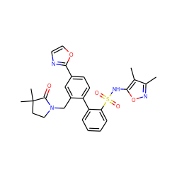 Cc1noc(NS(=O)(=O)c2ccccc2-c2ccc(-c3ncco3)cc2CN2CCC(C)(C)C2=O)c1C ZINC000013492866