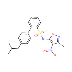 Cc1noc(NS(=O)(=O)c2ccccc2-c2ccc(CC(C)C)cc2)c1[N+](=O)[O-] ZINC000013782430