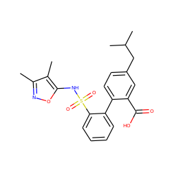 Cc1noc(NS(=O)(=O)c2ccccc2-c2ccc(CC(C)C)cc2C(=O)O)c1C ZINC000013782449