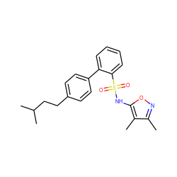 Cc1noc(NS(=O)(=O)c2ccccc2-c2ccc(CCC(C)C)cc2)c1C ZINC000013782419