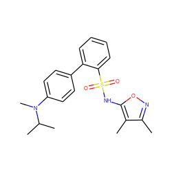 Cc1noc(NS(=O)(=O)c2ccccc2-c2ccc(N(C)C(C)C)cc2)c1C ZINC000013782425