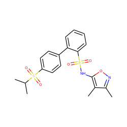 Cc1noc(NS(=O)(=O)c2ccccc2-c2ccc(S(=O)(=O)C(C)C)cc2)c1C ZINC000013782427