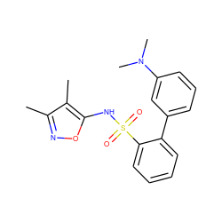 Cc1noc(NS(=O)(=O)c2ccccc2-c2cccc(N(C)C)c2)c1C ZINC000000833987