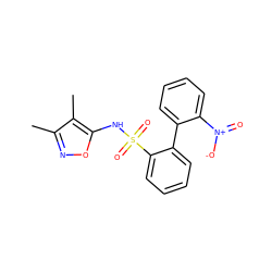 Cc1noc(NS(=O)(=O)c2ccccc2-c2ccccc2[N+](=O)[O-])c1C ZINC000013782409