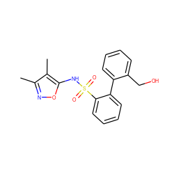 Cc1noc(NS(=O)(=O)c2ccccc2-c2ccccc2CO)c1C ZINC000000602149