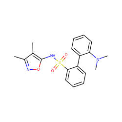 Cc1noc(NS(=O)(=O)c2ccccc2-c2ccccc2N(C)C)c1C ZINC000000833991