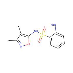 Cc1noc(NS(=O)(=O)c2ccccc2N)c1C ZINC000000017028