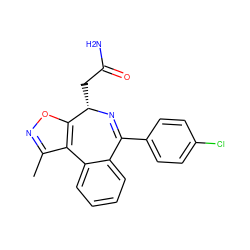 Cc1noc2c1-c1ccccc1C(c1ccc(Cl)cc1)=N[C@H]2CC(N)=O ZINC000200480149