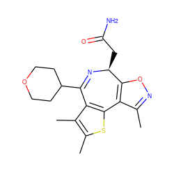 Cc1noc2c1-c1sc(C)c(C)c1C(C1CCOCC1)=N[C@H]2CC(N)=O ZINC000096284469