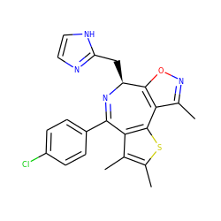 Cc1noc2c1-c1sc(C)c(C)c1C(c1ccc(Cl)cc1)=N[C@H]2Cc1ncc[nH]1 ZINC000096284463