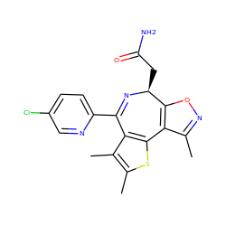 Cc1noc2c1-c1sc(C)c(C)c1C(c1ccc(Cl)cn1)=N[C@H]2CC(N)=O ZINC000096284455