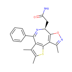 Cc1noc2c1-c1sc(C)c(C)c1C(c1ccccc1)=N[C@H]2CC(N)=O ZINC000096284458