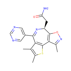 Cc1noc2c1-c1sc(C)c(C)c1C(c1cncnc1)=N[C@H]2CC(N)=O ZINC000096284473