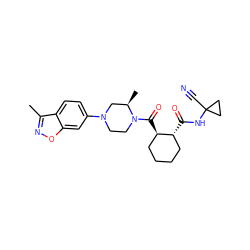 Cc1noc2cc(N3CCN(C(=O)[C@@H]4CCCC[C@H]4C(=O)NC4(C#N)CC4)[C@H](C)C3)ccc12 ZINC000095556591