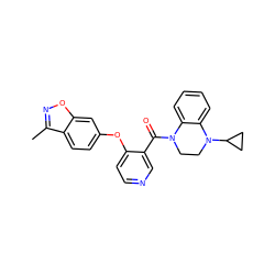 Cc1noc2cc(Oc3ccncc3C(=O)N3CCN(C4CC4)c4ccccc43)ccc12 ZINC000169349705