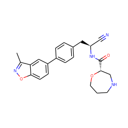 Cc1noc2ccc(-c3ccc(C[C@@H](C#N)NC(=O)[C@@H]4CNCCCO4)cc3)cc12 ZINC001772626629