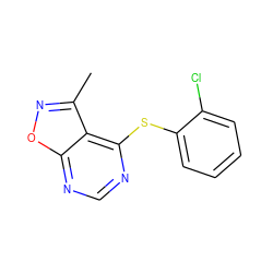 Cc1noc2ncnc(Sc3ccccc3Cl)c12 ZINC000006188481