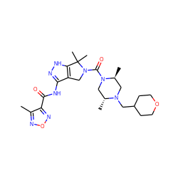 Cc1nonc1C(=O)Nc1n[nH]c2c1CN(C(=O)N1C[C@@H](C)N(CC3CCOCC3)C[C@@H]1C)C2(C)C ZINC000114182426