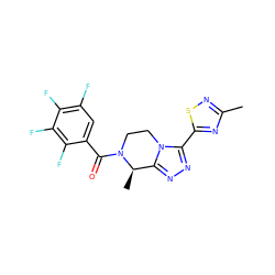 Cc1nsc(-c2nnc3n2CCN(C(=O)c2cc(F)c(F)c(F)c2F)[C@@H]3C)n1 ZINC000218835430