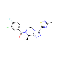 Cc1nsc(-c2nnc3n2CCN(C(=O)c2ccc(F)c(Cl)c2)[C@@H]3C)n1 ZINC000218835013