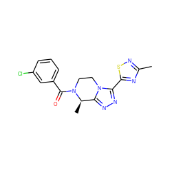 Cc1nsc(-c2nnc3n2CCN(C(=O)c2cccc(Cl)c2)[C@@H]3C)n1 ZINC000218861927