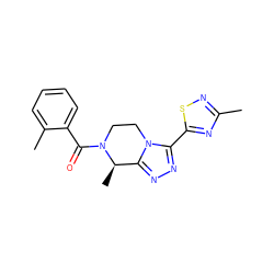 Cc1nsc(-c2nnc3n2CCN(C(=O)c2ccccc2C)[C@@H]3C)n1 ZINC000218913479