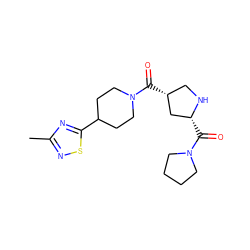 Cc1nsc(C2CCN(C(=O)[C@@H]3CN[C@H](C(=O)N4CCCC4)C3)CC2)n1 ZINC000029130897