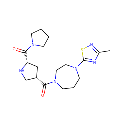 Cc1nsc(N2CCCN(C(=O)[C@@H]3CN[C@H](C(=O)N4CCCC4)C3)CC2)n1 ZINC000029130895