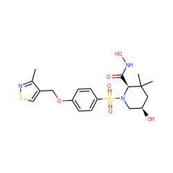 Cc1nscc1COc1ccc(S(=O)(=O)N2C[C@H](O)CC(C)(C)[C@@H]2C(=O)NO)cc1 ZINC000028467845