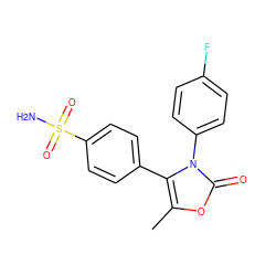 Cc1oc(=O)n(-c2ccc(F)cc2)c1-c1ccc(S(N)(=O)=O)cc1 ZINC000013803971