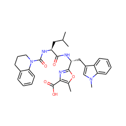 Cc1oc([C@@H](Cc2cn(C)c3ccccc23)NC(=O)[C@H](CC(C)C)NC(=O)N2CCCc3ccccc32)nc1C(=O)O ZINC000001541954